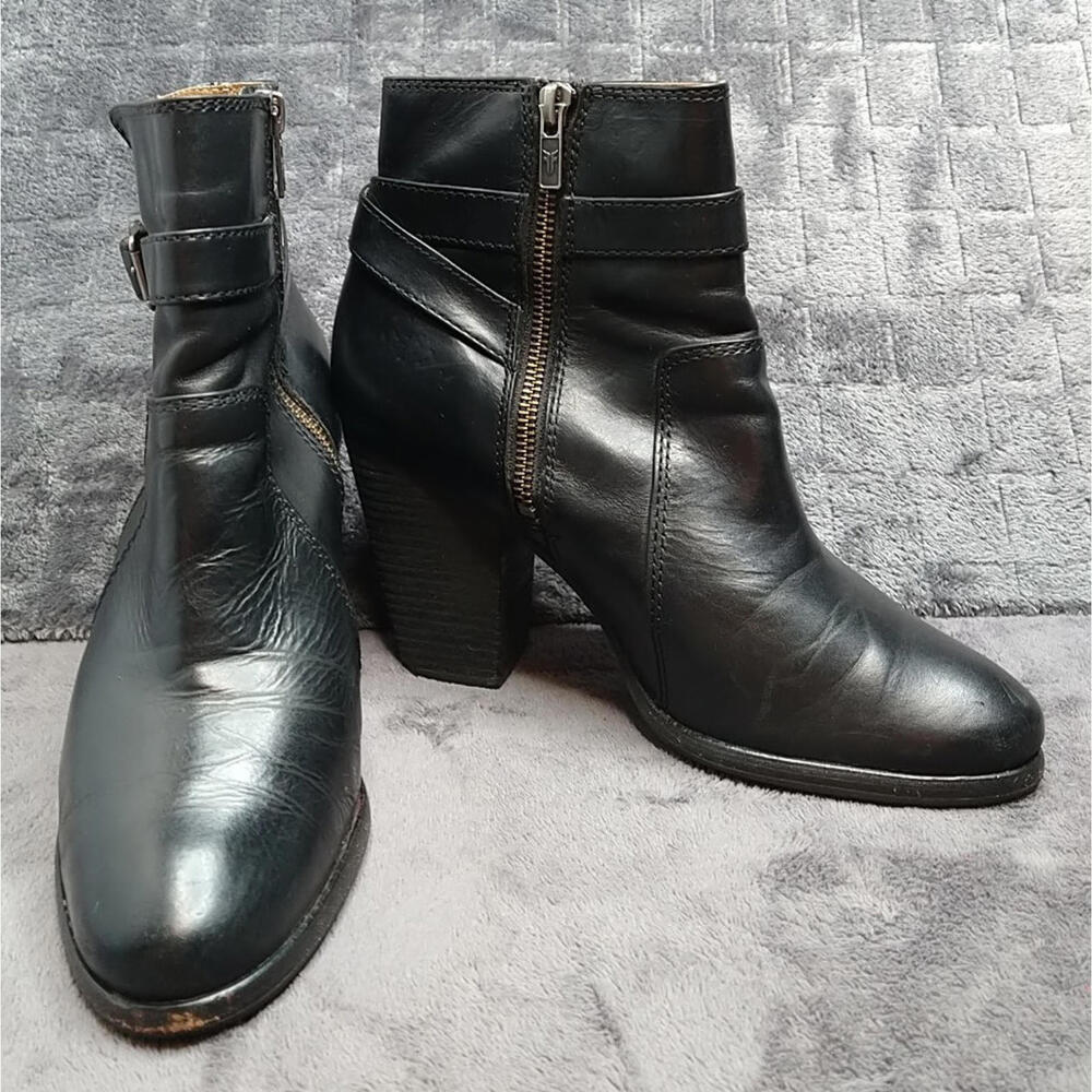 Frye Patty Riding Booties Women's 8.5M Black Leather Block Heel Ankle Boots